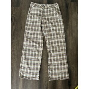 HOLLISTER Womens Pants 28 Medium Brown Plaid Baggy Retro Y2K Grunge Skate